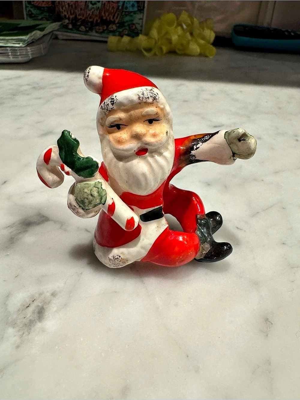 Vintage Santa Ceramic Santa Christmas Candle Rider Hugger Japan